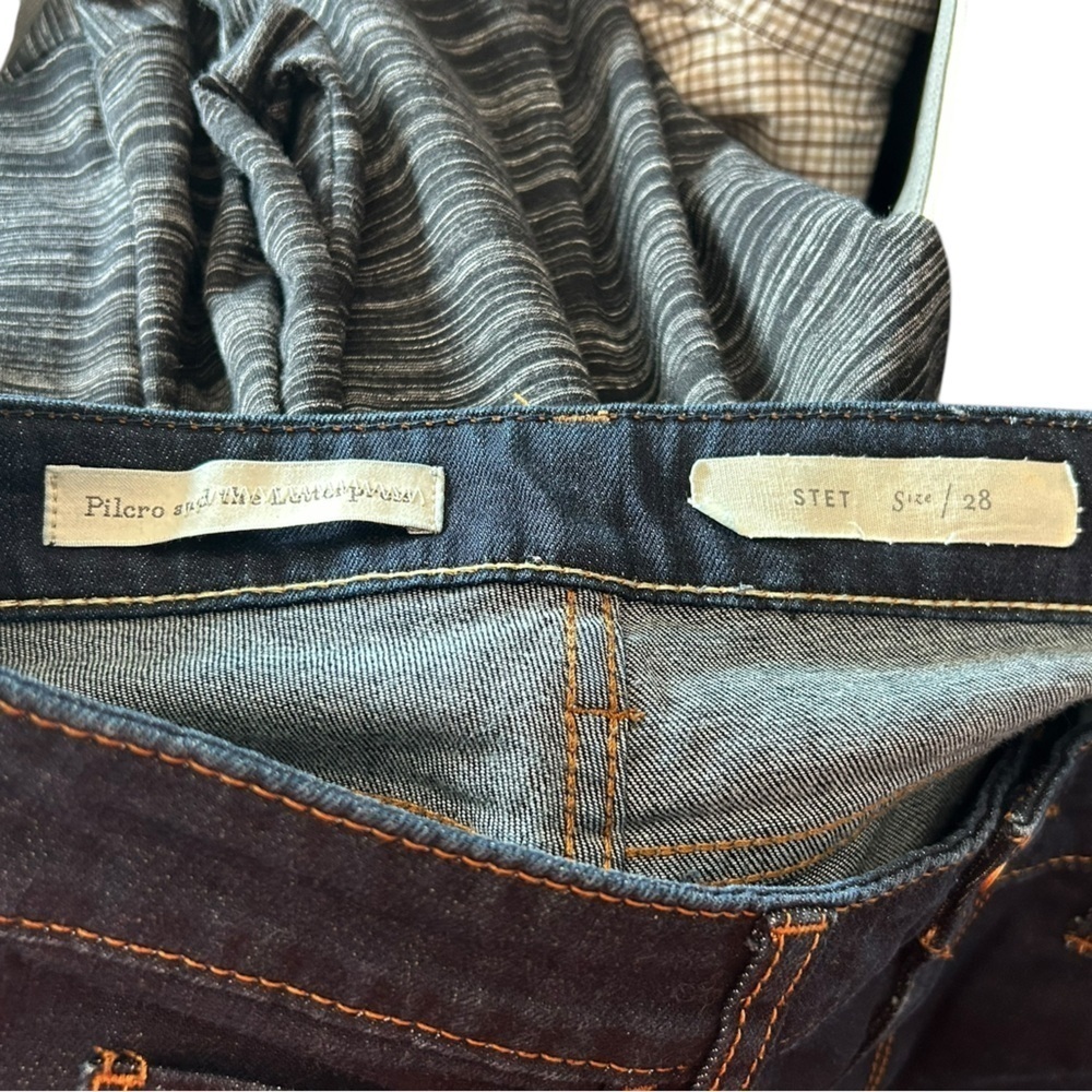 Pilcro And The Letterpress Anthropologie Dark Wash Stet Jeans Denim Womens Sz 28 - Picture 4 of 12